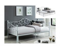 Letto divano a scomparsa allungabile SEBILLE - Metallo - 90x200 cm - Bianco