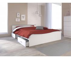 Letto con vani portaoggetti, 2 cassetti e 1 nicchia 140 x 190 cm Bianco - PABLO