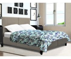 Letto testiera cuciture verticali 140 x 190 cm Tessuto Beige - AUGUSTE