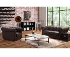 Divano a 3+1 posti 100% cuoio CHESTERFIELD - Color Marrone intenso