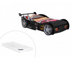 Letto auto con cassetto 90 x 200 cm Nero + materasso incluso - RUNNER