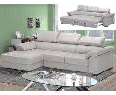 Divano letto angolare in pelle di lusso EXPERIENCIA - Grigio - Angolo a sinistra