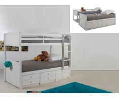 Letto a castello separabile ANCHISE - 90x190 cm - Con vani portaoggetti - Laccato bianco
