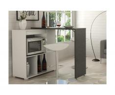Mobile bar girevole Bianco e Calcestruzzo - SATURNE