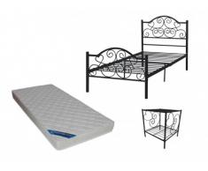 Pacchetto CAMERA bambini LEYNA - letto 90x190 cm + materasso e comodino - Nero