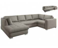 Divano letto angolare panoramico SERGIO in tessuto - Beige - Angolo a sinistra