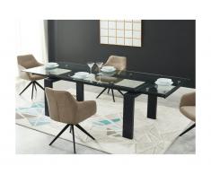 Tavolo da pranzo allungabile da 8 a 10 coperti in Vetro temperato e metallo Nero - LUBANA