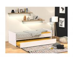 Letto singolo con letto estraibile 90 x 190 cm Laccato bianco - NOLAN