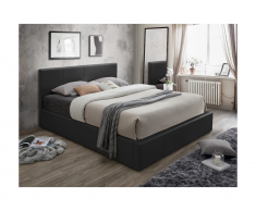 Letto matrimoniale contenitore 160 x 200 cm in Similpelle Nero - TREMPLIN II