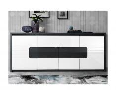 Credenza PERCEPTION - LED - 4 ante - Grigio e Bianco