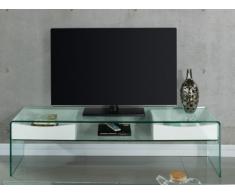 Mobile TV ABBY - 2 cassetti - MDF laccato e vetro temperato - Colore bianco