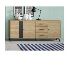 Credenza 3 cassetti e 3 ante Rovere e Nero - PORTLAND