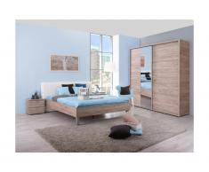 Armadio GALINA - 2 ante scorrevoli - Con specchio - L.184 cm - Quercia