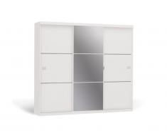 Armadio con specchio VALMAR - 3 porte scorrevoli - L 250 cm - bianco
