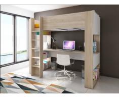 Letto a soppalco con scrivania e scomparti integrati 90 x 200 cm - NOAH