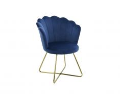 Sedia conchiglia in Velluto e Metallo Blu - FIORI