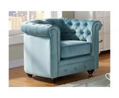 Poltrona CHESTERFIELD in velluto Azzurro pastello