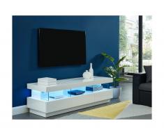 Mobile TV con LED 3 cassetti e 3 nicchie in MDF laccato bianco - FABIO