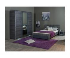 Armadio con specchio L.183 cm in MDF con finitura simil olmo - BRITANY