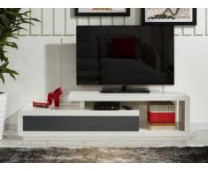 Mobile TV ARTABAN - 2 cassetti - MDF laccato - Bianco e grigio