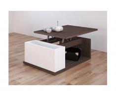 Tavolino ALDANA - Ripiano sollevabile - Legno e MDF - Wengé e bianco