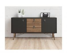 Credenza 2 ante e 2 cassetti Colore: Noce e Antracite - FURESO