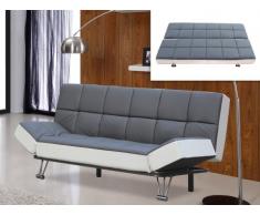 Divano letto clic-clac in similpelle ESPOO bicolore grigio/bianco