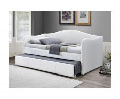 Divano letto con letto estraibile 2 x 90 x 190 cm in Similpelle Bianco - MATHILDE