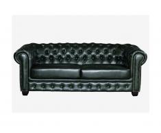 Divano Chesterfield a 3 posti BRENTON 100% cuoio di bufalo - Verde impero