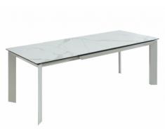 Tavolo da pranzo allungabile in ceramica e metallo da 6 a 8 posti Bianco - GALALA