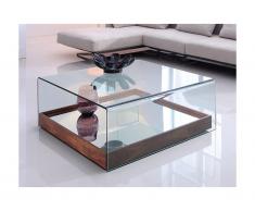 Tavolino quadrato in Vetro temperato e MDF Noce - ADELIA