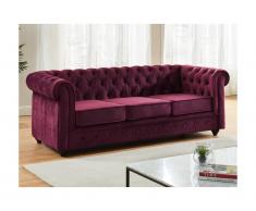 Divano CHESTERFIELD 3 posti in velluto Porpora