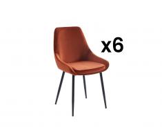 Sedia Velluto e Metallo Nero Terracotta - Lotto di 6 - MASURIE