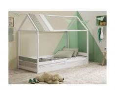 Letto a capanna 90 x 190 cm MDF e Abete Bianco - INDIANA