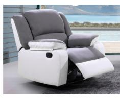Poltrona relax in microfibra e similpelle BILSTON - Grigio e bianco