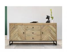 Credenza con 2 ante e 3 cassetti in Acacia e Metallo - TEXAS