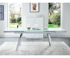 Tavolo da pranzo allungabile SERVANE - Vetro temperato effetto marmo cromato - da 6 a 8 coperti