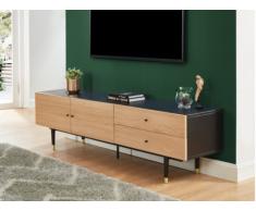 Mobile TV VARUNA - 2 ante e 2 cassetti - MDF - Colore: Quercia e Nero