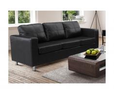Divano 3 posti in similpelle Nero - ACKLEY