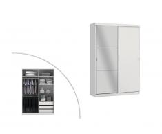 Armadio EINAR con specchio - 2 ante - L 160 cm - Bianco