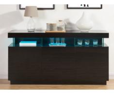 Credenza con LED, 3 cassetti 2 porte MDF laccato Nero - FABIO