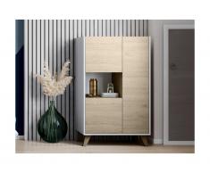 Credenza alta con 3 ante e 1 nicchia Quercia e Bianco - KOLYMA