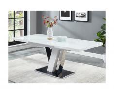 Tavolo da pranzo allungabile WESTON - MDF e Vetro - Nero e Bianco