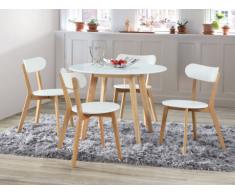 Pacchetto sala da pranzo: Set tavolo + 4 sedie COLETTE - Bianco e naturale