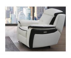 Poltrona relax elettrica in pelle Bianco e antracite - ANGELIQUE