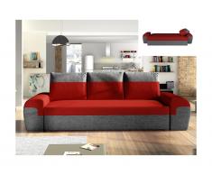 Divano letto 3 posti GABY in tessuto - Bicolore rosso e antracite