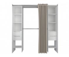 Guardaroba allungabile MARTIN - 115/190 cm - Bianco