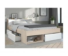 Letto matrimoniale con scomparti modulare 160 x 200 cm Acacia e bianco - DEBAR