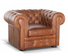 Poltrona Chesterfield 100% cuoio LONDRES - Cuoio vintage caramel