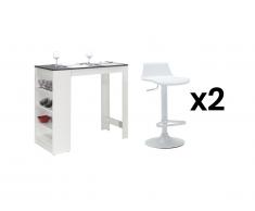 Set Tavolo alto: mobile da bar JANIS + 2 sgabelli CALAS - Bianco
